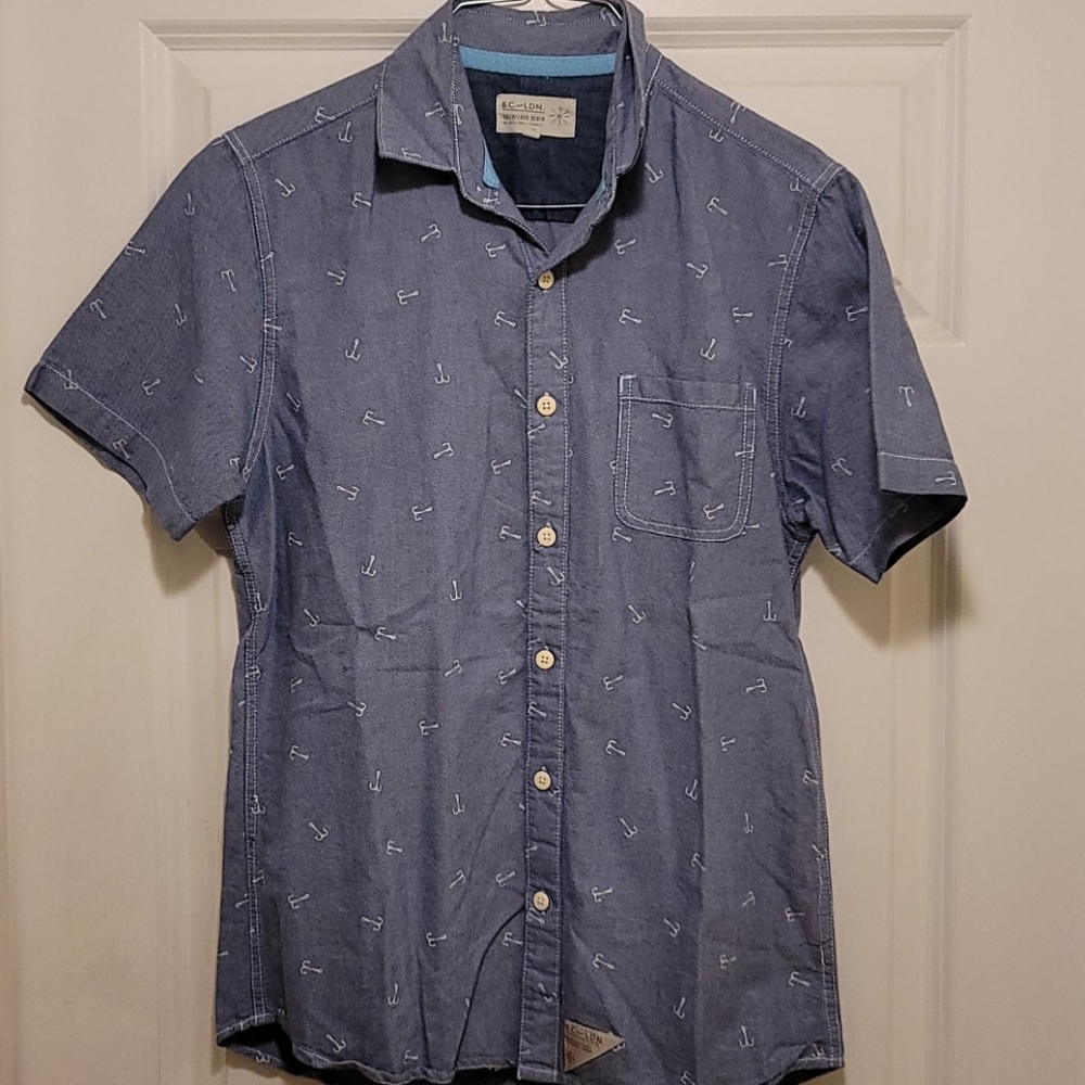 Light blue button down short sleeve shirt